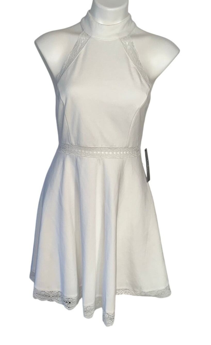 Lulus women’s New white halter reach out my hand skater dress